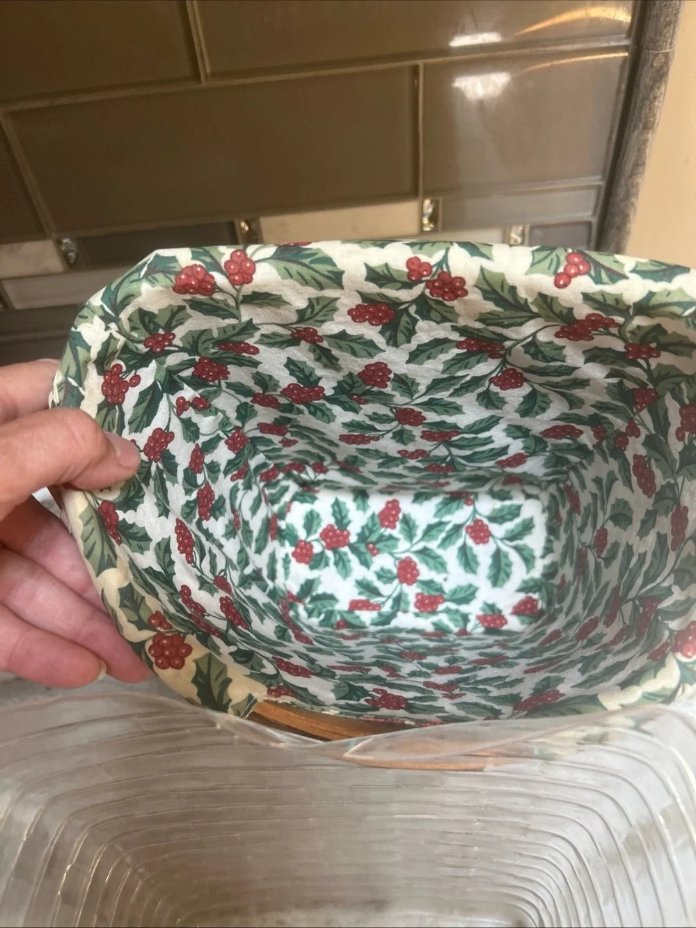 Longaberger Christmas Collection 1998 Glad Tidings Handle With Protector & Liner